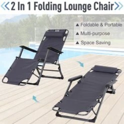 Outsunny 2-in-1 Folding Patio Lounge Chair W/ Pillow, Outdoor Portable Sun Lounger Reclining To 120°/180°, Oxford Fabric 19 Outsunny 2-in-1 Folding Patio Lounge Chair W/ Pillow, Outdoor Portable Sun Lounger Reclining To 120°/180°, Oxford Fabric -Sunnydaze Decor Store GUEST 726f05f4 3d64 4cdc bc8f a9abb2e5605e