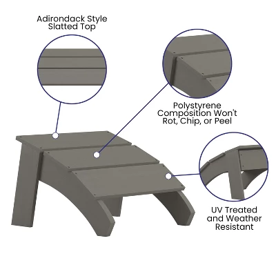 Merrick Lane Modern All-Weather Poly Resin Wood Adirondack Ottoman Foot Rest 7 Merrick Lane Modern All-Weather Poly Resin Wood Adirondack Ottoman Foot Rest - Image 7