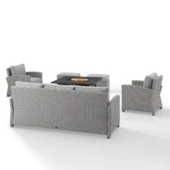 Bradenton 6pc Outdoor Wicker Sofa And Arm Chair Seating Set With Dante Fire Table And 2 Ottomans - Gray/Gray - Crosley 24 Bradenton 6pc Outdoor Wicker Sofa And Arm Chair Seating Set With Dante Fire Table And 2 Ottomans - Gray/Gray - Crosley -Sunnydaze Decor Store GUEST 733e0ea7 67b5 4d14 abcf ee3965f66987