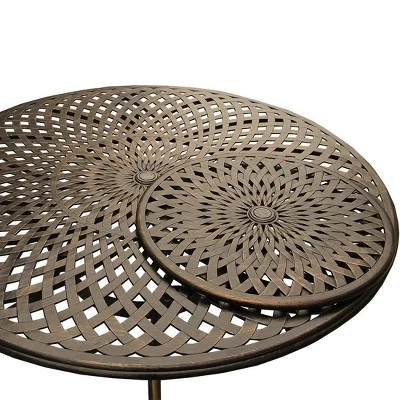 59" Contemporary Modern Mesh Lattice Aluminum Round Dining Table With Lazy Susan - Bronze - Oakland Living 1 59" Contemporary Modern Mesh Lattice Aluminum Round Dining Table With Lazy Susan - Bronze - Oakland Living