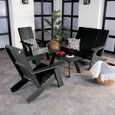 Italica 4pc Outdoor Set With Modern Adirondack Chairs, Double Wide Adirondack Chairs & Table - Highwood 1 Italica 4pc Outdoor Set With Modern Adirondack Chairs, Double Wide Adirondack Chairs & Table - Highwood