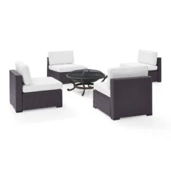 Biscayne 5pc Outdoor Wicker Conversation Set With 4 Armless Chairs & Fire Pit - White - Crosley 10 Biscayne 5pc Outdoor Wicker Conversation Set With 4 Armless Chairs & Fire Pit - White - Crosley -Sunnydaze Decor Store GUEST 76855914 6700 4485 b58a 5a0b968f8a52