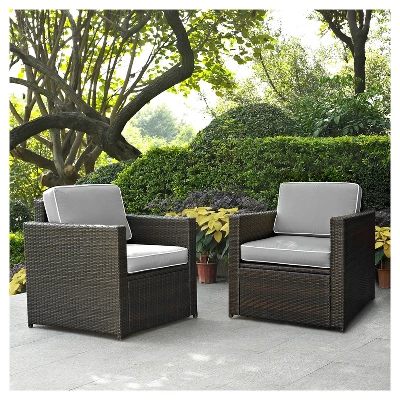 Palm Harbor 2pc Outdoor Wicker Seating Set With Cushions - Two Outdoor Wicker Chairs - Crosley 3 Palm Harbor 2pc Outdoor Wicker Seating Set With Cushions - Two Outdoor Wicker Chairs - Crosley - Image 3