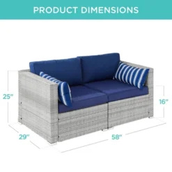 Best Choice Products 2-Person Outdoor Patio Loveseat Wicker Sofa Couch Furniture Set W/ 2 Accent Pillows - Gray/Navy 11 Best Choice Products 2-Person Outdoor Patio Loveseat Wicker Sofa Couch Furniture Set W/ 2 Accent Pillows - Gray/Navy -Sunnydaze Decor Store GUEST 786ca667 961d 4ede 9ca5 a1e8396d3849