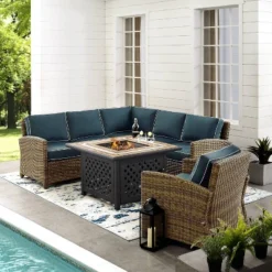 Bradenton 5pc Outdoor Wicker Seating With Fire Table - Crosley -Sunnydaze Decor Store GUEST 78aaf59f b0d0 4b11 8a33 cab4d354d389