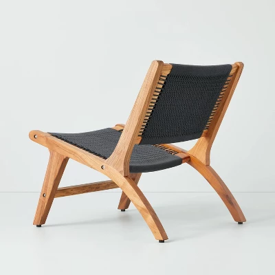 Rope Weave Indoor/Outdoor Wood Accent Chair Black/Brown - Hearth & Hand™ With Magnolia 3 Rope Weave Indoor/Outdoor Wood Accent Chair Black/Brown - Hearth & Hand™ With Magnolia - Image 3