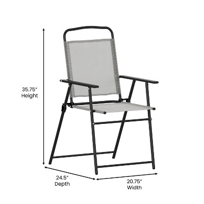 Emma And Oliver Set Of 2 Textilene Folding Sling Style Patio Chairs With Armrests 7 Emma And Oliver Set Of 2 Textilene Folding Sling Style Patio Chairs With Armrests - Image 7