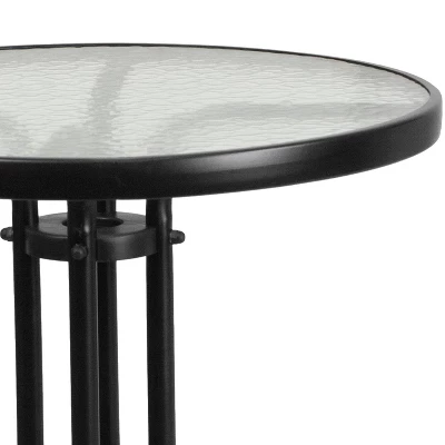 Emma And Oliver 23.75" Round Tempered Glass Metal Table 4 Emma And Oliver 23.75" Round Tempered Glass Metal Table - Image 4