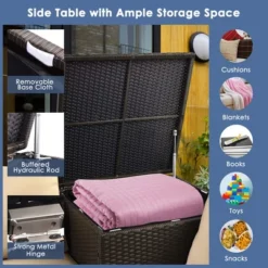 Costway 6PCS Patio Rattan Furniture Set 32'' Fire Pit Table Tank Holder With Cover Beige/Navy/Red/Turquoise -Sunnydaze Decor Store GUEST 7c3108a1 50c3 4c13 8a9d a246816ffc8c