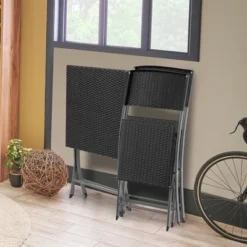 Costway 3PCS Patio Folding Rattan Bistro Set Chairs Backrest Table Garden Deck -Sunnydaze Decor Store GUEST 7c3ad54c 09b5 4c98 bdb5 2bb01603fe72