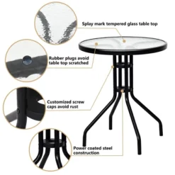 Costway 3PC Bistro Patio Garden Furniture Set 2 Folding Chairs Glass Table Top Steel -Sunnydaze Decor Store GUEST 7c87ef49 bda5 4850 8def f4de880723c0