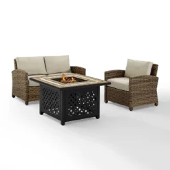 Crosley 3pc Bradenton Steel Outdoor Patio Fire Pit Furniture Set Tan/Brown 14 Crosley 3pc Bradenton Steel Outdoor Patio Fire Pit Furniture Set Tan/Brown -Sunnydaze Decor Store GUEST 7e103efb 5d47 4307 aee7 033719074ab0
