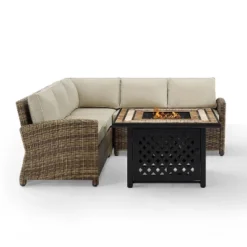 Bradenton 4pc Outdoor Wicker Sectional Set With Fire Table - Crosley -Sunnydaze Decor Store GUEST 7e84992f 2996 4904 ab2f b7f5210047e7