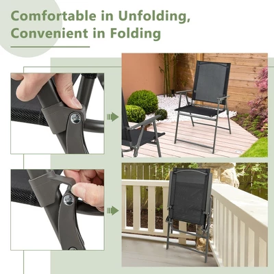 Costway 2pcs Patio Folding Portable Dining Chairs Metal Frame Armrests Garden Outdoor 7 Costway 2pcs Patio Folding Portable Dining Chairs Metal Frame Armrests Garden Outdoor - Image 7