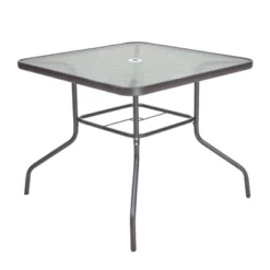 5pc Outdoor Steel Dining Set With Folding Chairs & Square Glass Table Top Beige - Crestlive Products -Sunnydaze Decor Store GUEST 7f3d5c07 4147 426b b1d7 e6d40d3cac0a