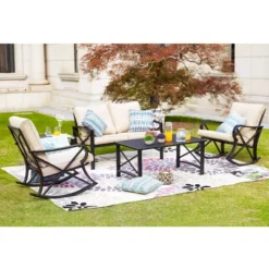 5pc Patio Conversation Set - Patio Festival -Sunnydaze Decor Store GUEST 804aa060 244f 4561 8025 a6d29675d752