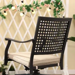 7pc Outdoor Dining Set With Swivel Chairs & Faux Wood/Metal Table With Umbrella Hole - Captiva Designs -Sunnydaze Decor Store GUEST 80bbc83c 4d4e 406a a96d eafa56d48688 1