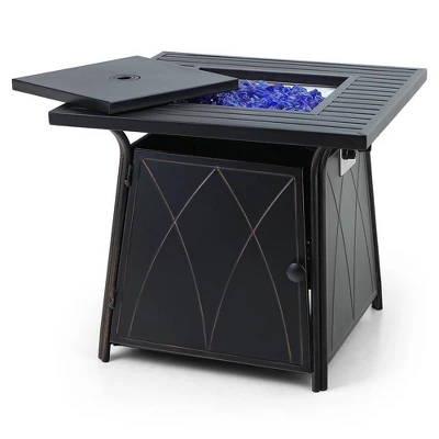 5pc Patio Dining Set With Square Steel Fire Pit With Faux Wood Tabletop & Rattan 360 Swivel Chairs - Captiva Designs 10 5pc Patio Dining Set With Square Steel Fire Pit With Faux Wood Tabletop & Rattan 360 Swivel Chairs - Captiva Designs - Image 10