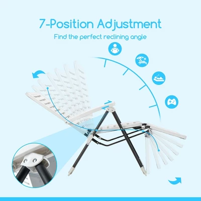 Costway Patio PP Chaise Lounge Folding Reclining Chair 7-Level Backrest Footrest White 5 Costway Patio PP Chaise Lounge Folding Reclining Chair 7-Level Backrest Footrest White - Image 5