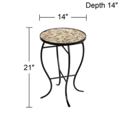 Teal Island Designs Modern Black Round Outdoor Accent Side Tables 14" Wide Set Of 2 Natural Mosaic Tabletop For Front Porch Patio Home House -Sunnydaze Decor Store GUEST 83b9b9aa 1880 4e6a 8453 a2b8a1274bcd