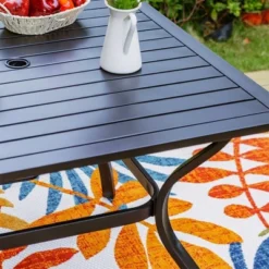 5pc Patio Dining Set With Rattan Arm Chairs & Square Steel Table - Captiva Designs -Sunnydaze Decor Store GUEST 8476fc74 0771 4dc5 a9c0 99bf8e4334a4