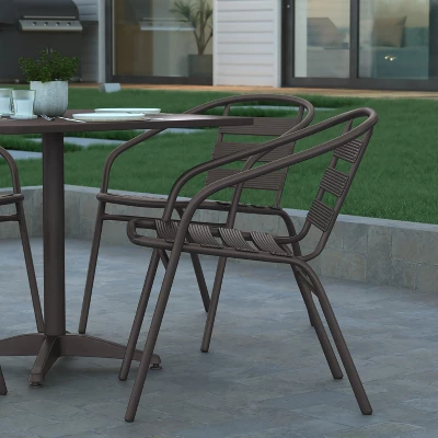 Emma And Oliver 27.5'' Square Aluminum Indoor-Outdoor Table Set With 4 Slat Back Chairs 5 Emma And Oliver 27.5'' Square Aluminum Indoor-Outdoor Table Set With 4 Slat Back Chairs - Image 5