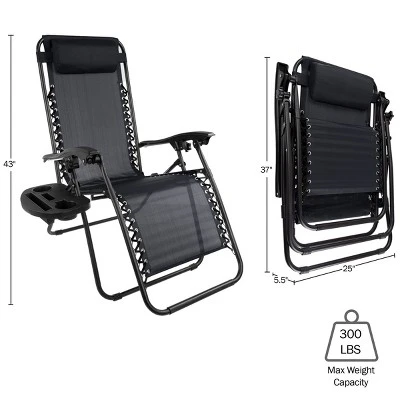 Hastings Home Anti-Gravity Lounge Chairs, Black, Set Of 2 1 Hastings Home Anti-Gravity Lounge Chairs, Black, Set Of 2