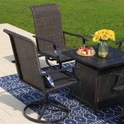 5pc Patio Dining Set With Square Steel Fire Pit With Faux Wood Tabletop & Rattan 360 Swivel Chairs - Captiva Designs 16 5pc Patio Dining Set With Square Steel Fire Pit With Faux Wood Tabletop & Rattan 360 Swivel Chairs - Captiva Designs -Sunnydaze Decor Store GUEST 8604610e b272 4995 bb97 9fc338d5acd6