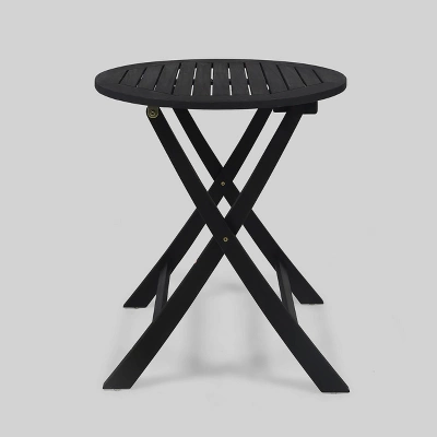 Hillside 3pc Wood And Wicker Foldable Bistro Set Dark Gray/Brown - Christopher Knight Home 4 Hillside 3pc Wood And Wicker Foldable Bistro Set Dark Gray/Brown - Christopher Knight Home - Image 4