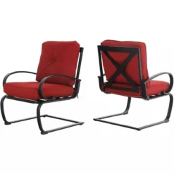 5pc Patio Dining Set With Square Faux Wood Table With Umbrella Hole & 4 Metal Spring Motion Chairs - Red - Captiva Designs 12 5pc Patio Dining Set With Square Faux Wood Table With Umbrella Hole & 4 Metal Spring Motion Chairs - Red - Captiva Designs -Sunnydaze Decor Store GUEST 86e63840 c20b 4ca0 b2de 38d31003efd7