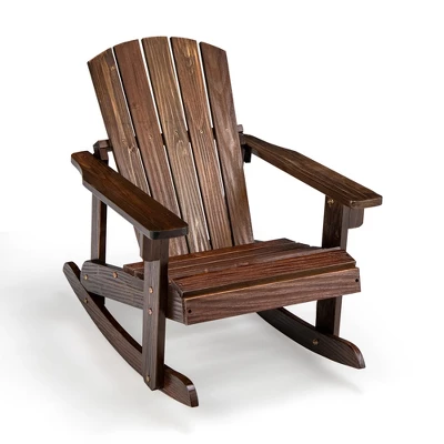 Tangkula Kid Adirondack Rocking Chair Outdoor Solid Wood Slatted Seat Backrest 8 Tangkula Kid Adirondack Rocking Chair Outdoor Solid Wood Slatted Seat Backrest - Image 8