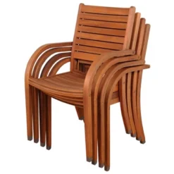 Arizona 5pc Patio Eucalyptus Wood Round Dining Set - International Home Miami -Sunnydaze Decor Store GUEST 884bbe33 6385 45d3 a822 188f7b967c29