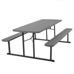 6' Intellifit Folding Blow Mold Rectangle Picnic Table - Room & Joy