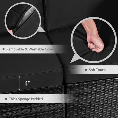 Costway 7PCS Patio Rattan Furniture Set 30'' Fire Pit Table Cover Cushion Sofa Off WhiteBlackNavyRedTurquoise 5 Costway 7PCS Patio Rattan Furniture Set 30'' Fire Pit Table Cover Cushion Sofa Off WhiteBlackNavyRedTurquoise - Image 5