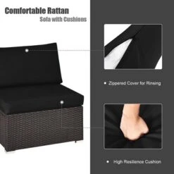 Tangkula 2PCS Patio Sectional Armless Sofas Outdoor Rattan Furniture Set W/ Cushions Black -Sunnydaze Decor Store GUEST 895af801 f16f 422f a7d8 d65d37f08f11