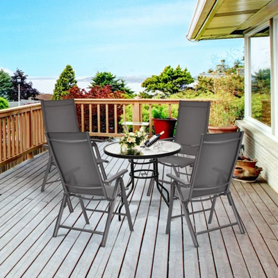 Tangkula 4 Pack Folding Dining Chairs Adjustable Reclining Back Chairs Suitable For Outdoor & Indoor Gray 1 Tangkula 4 Pack Folding Dining Chairs Adjustable Reclining Back Chairs Suitable For Outdoor & Indoor Gray