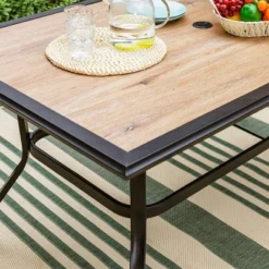 Metal Patio Dining Set With 60"x37" Table With Umbrella Hole & 6 Sling Motion Chairs - Captiva Designs -Sunnydaze Decor Store GUEST 8a6687cd 4126 4c80 8af0 33c2e58754b8