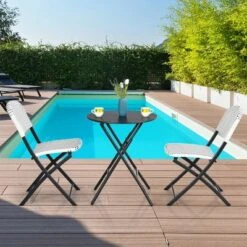 Costway 3PCS Patio Rattan Bistro Set Folding Table Chairs Garden Deck -Sunnydaze Decor Store GUEST 8aaacdc2 d27d 41b4 b6b3 6537542fafcf