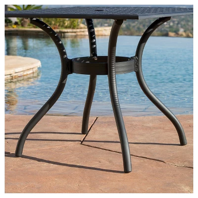 Cayman Square Cast Aluminum Table - Black Sand - Christopher Knight Home 2 Cayman Square Cast Aluminum Table - Black Sand - Christopher Knight Home - Image 2