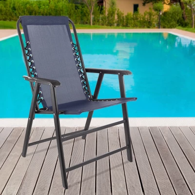 Pure Garden Folding Lounge Chairs – Portable Camping Or Lawn Chairs, Navy, Set Of 2 4 Pure Garden Folding Lounge Chairs – Portable Camping Or Lawn Chairs, Navy, Set Of 2 - Image 4