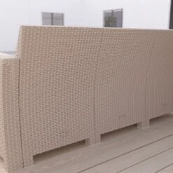 Merrick Lane Outdoor Furniture Resin Sofa Faux Rattan Wicker Pattern Patio 3-Seat Sofa With All-Weather Cushions -Sunnydaze Decor Store GUEST 8c834faf 3e4e 4700 9ddc 7ac1c8468f61