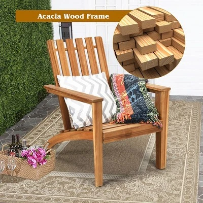 Costway 2PCS Patio Acacia Wood Adirondack Chair Lounge Armchair Durable Outdoor Garden 5 Costway 2PCS Patio Acacia Wood Adirondack Chair Lounge Armchair Durable Outdoor Garden - Image 5