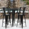 Flash Furniture Commercial Grade 24" Round Metal Indoor-Outdoor Bar Table Set With 4 Cafe Stools