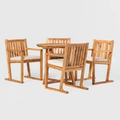 Saracina Home 5pc Modern Slatted Acacia Outdoor Dining Set With Round Table 11 Saracina Home 5pc Modern Slatted Acacia Outdoor Dining Set With Round Table -Sunnydaze Decor Store GUEST 8dc53612 7be6 4a13 bb62 ccfb9aa09886