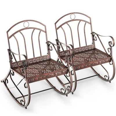 Costway 2PCS Patio Rocking Chair Art Scroll Rocker Backrest Armrests 10 Costway 2PCS Patio Rocking Chair Art Scroll Rocker Backrest Armrests - Image 10