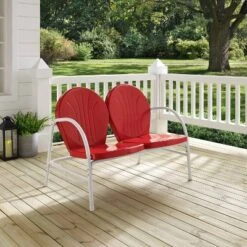 Griffith Outdoor Loveseat - Bright Red - Crosley -Sunnydaze Decor Store GUEST 8f04f618 8ee7 461d b894 40734664b36e