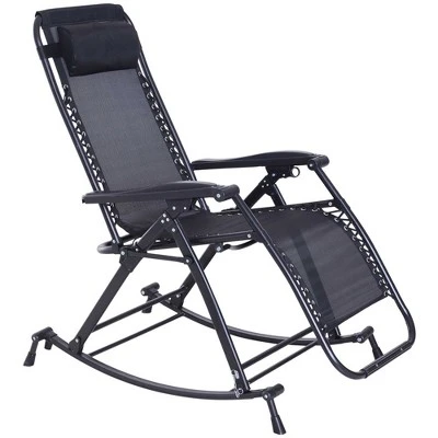 Outsunny Zero Gravity Reclining Rocking Chair, Lounge Rocker, Folding, Pillow, Side Tray, Cup And Phone Holder 3 Outsunny Zero Gravity Reclining Rocking Chair, Lounge Rocker, Folding, Pillow, Side Tray, Cup And Phone Holder - Image 3