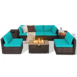 Costway 8PCS Patio Rattan Furniture Set Fire Pit Table Tank Holder Cover Deck Off White/Black/Navy/Red/Turquoise 26 Costway 8PCS Patio Rattan Furniture Set Fire Pit Table Tank Holder Cover Deck Off White/Black/Navy/Red/Turquoise -Sunnydaze Decor Store GUEST 8ff0b99b d641 4c07 b428 488e9dd1211a