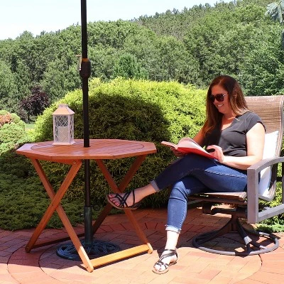 Sunnydaze Decor Sunnydaze Outdoor Meranti Wood With Teak Oil Finish Folding Octagon Patio Dining Table - 35" - Brown 5 Sunnydaze Decor Sunnydaze Outdoor Meranti Wood With Teak Oil Finish Folding Octagon Patio Dining Table - 35" - Brown - Image 5