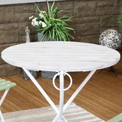 Sunnydaze Decor Sunnydaze Indoor/Outdoor French Country Chestnut Wood Folding Round Bistro Table - 28"- White -Sunnydaze Decor Store GUEST 9206b9c6 66dc 4875 a160 d9c585874652